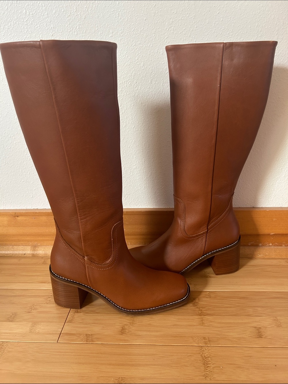 Portland Leather Patina Women's Tall Knee-High Leather Block Heel Oslo Boots - Picture 2 of 12